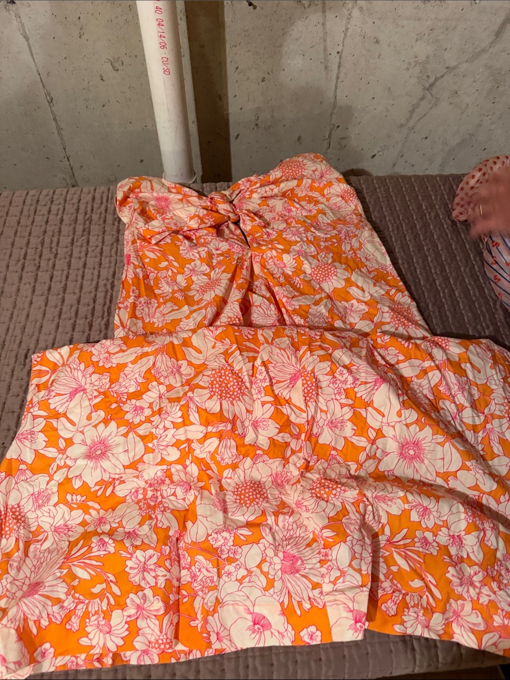 Girls Orange and Pink Floral Sundress
